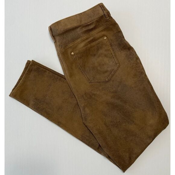 Chico's Women's Slim Pants Mid Rise Tan/Brown Soft Faux Suede Size 1 (fit 34x30) - Picture 3 of 11
